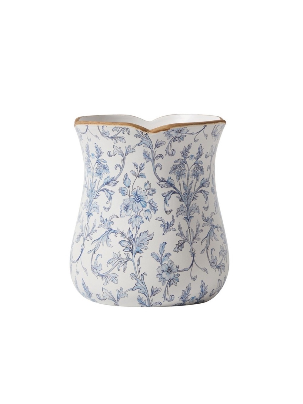 8" Ceramic Vase White/Blue
Floral Scallop Trim - My Texas
House